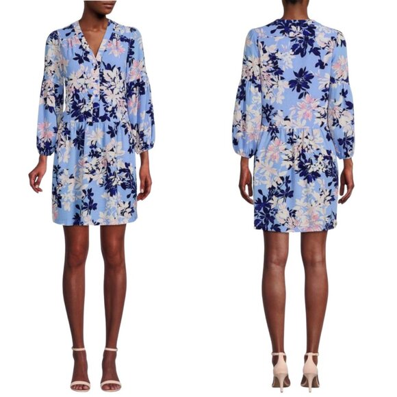 NWOT Vince Camuto Floral Pebble Crepe Button Front Dress Sz. 12 - Picture 1 of 4